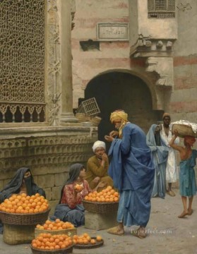  Ludwig Pintura al %C3%B3leo - vendedores de naranjas Ludwig Deutsch Orientalismo